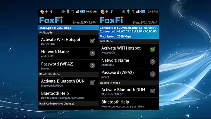 foxfi android tablet to android phone